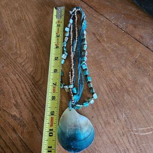 Boho Shell & Brown Bead Necklace | Statement Jewelry | Beachy | Chicos | Unique